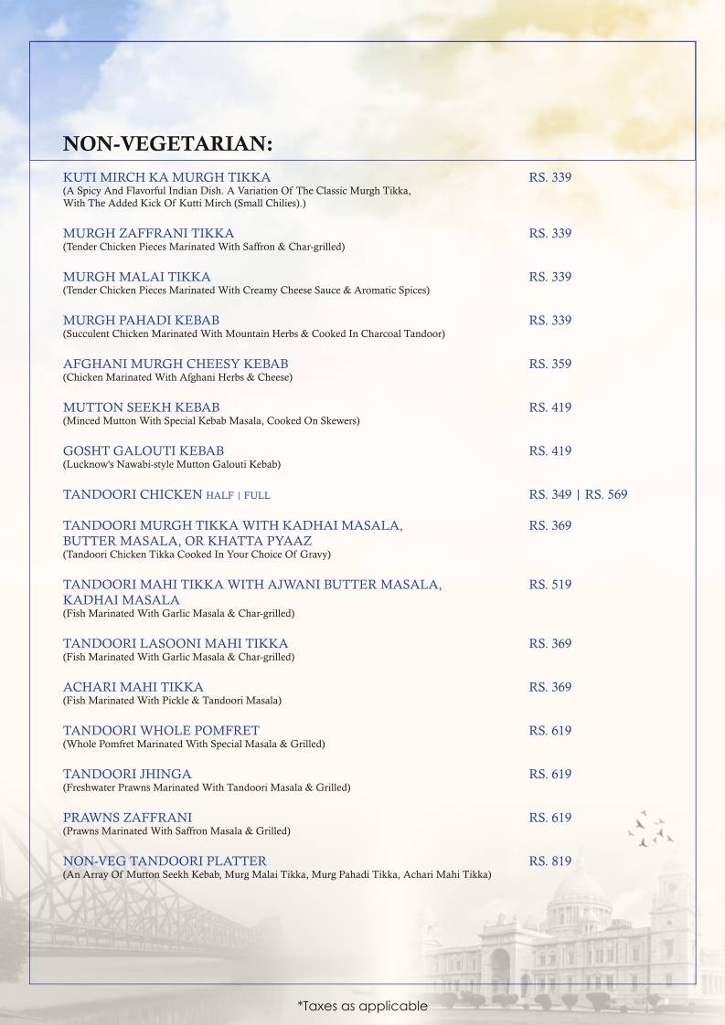 Roots of Calcutta menu