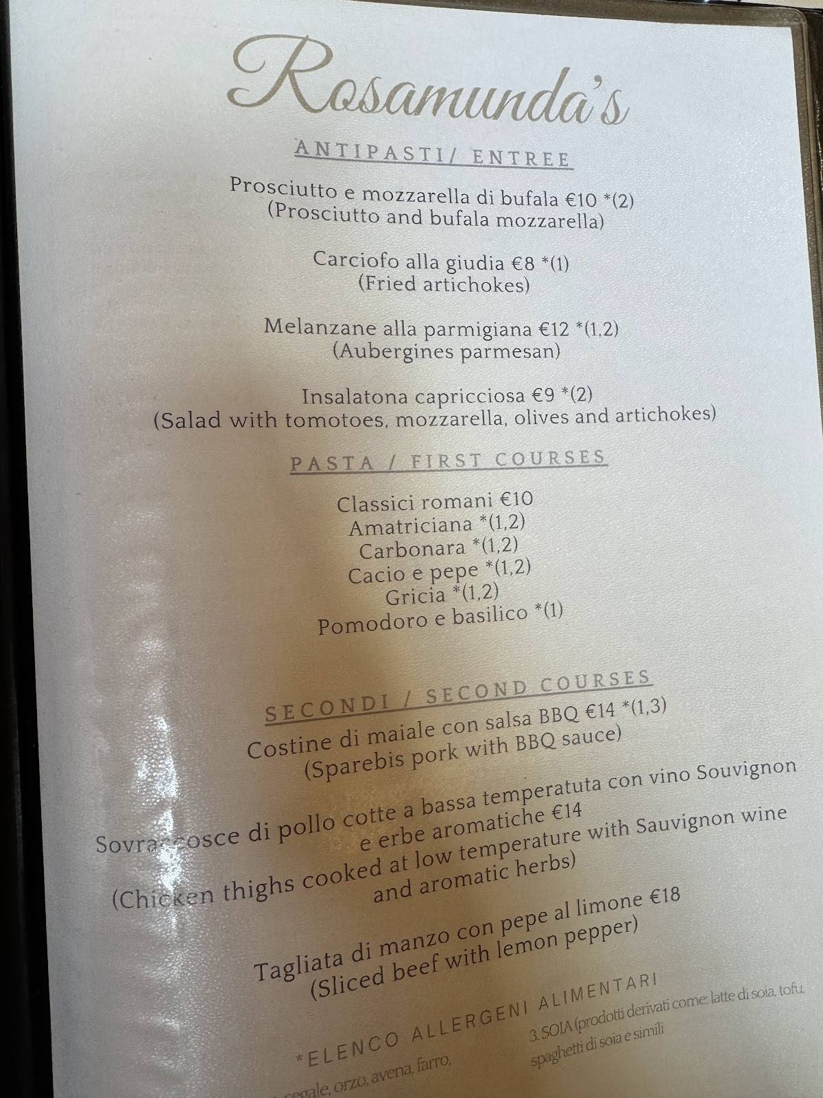 Menu di Rosamunda's 
