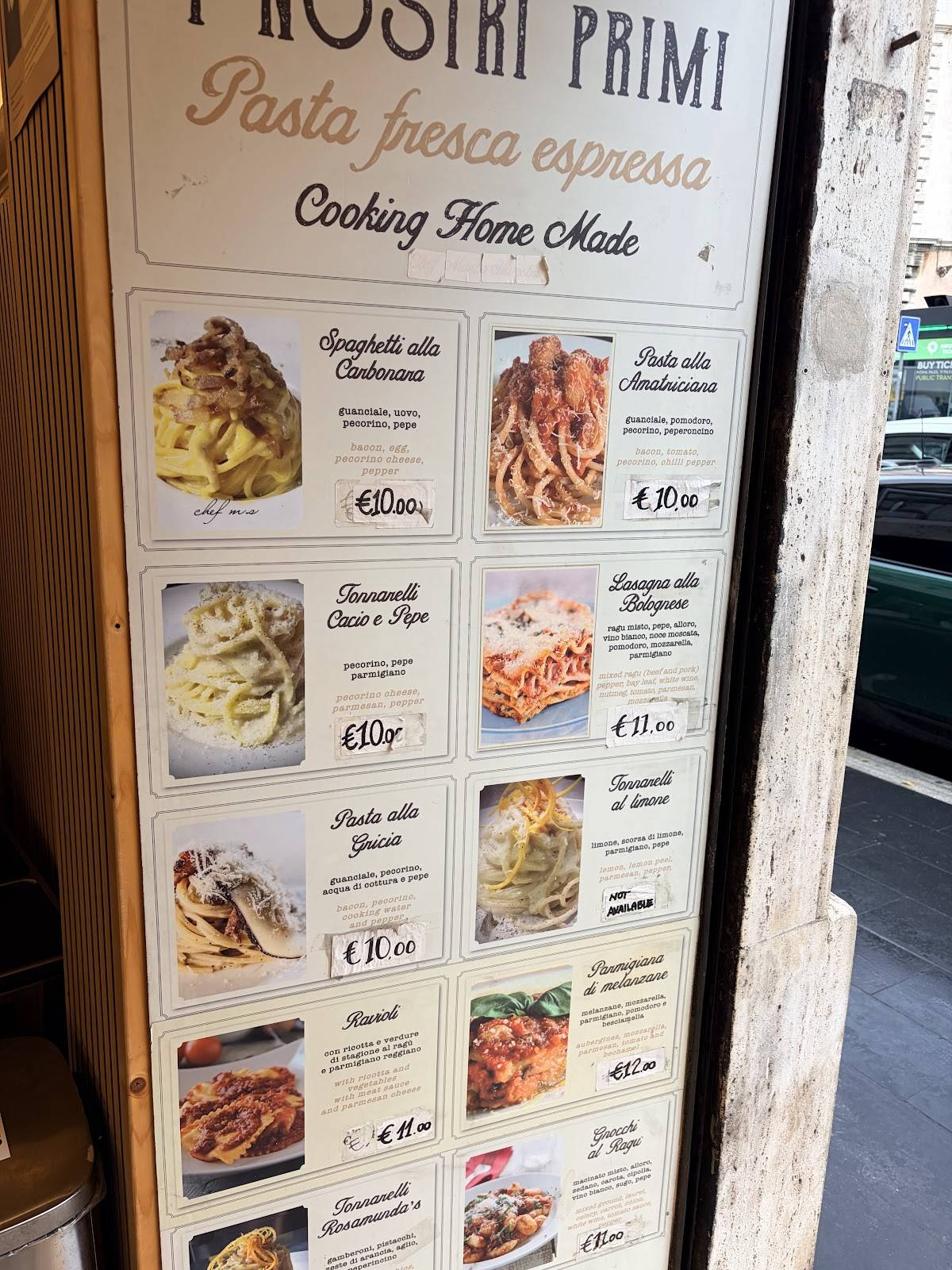 Menu de Rosamunda's