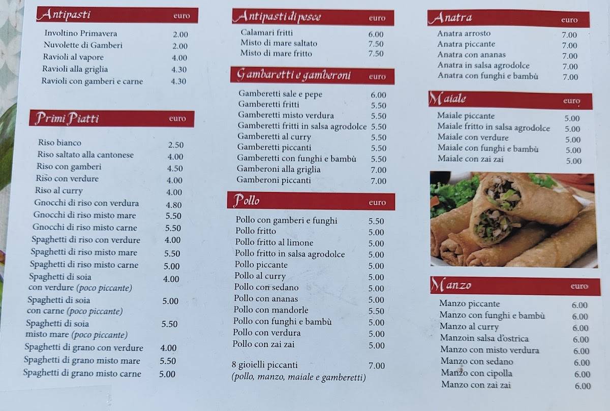 Menu di Rosticceria Cinese Oriente 