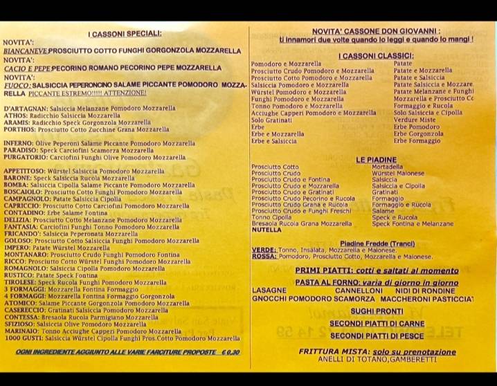 Menu di Rosticceria La Teglia di Casadei Silvia 