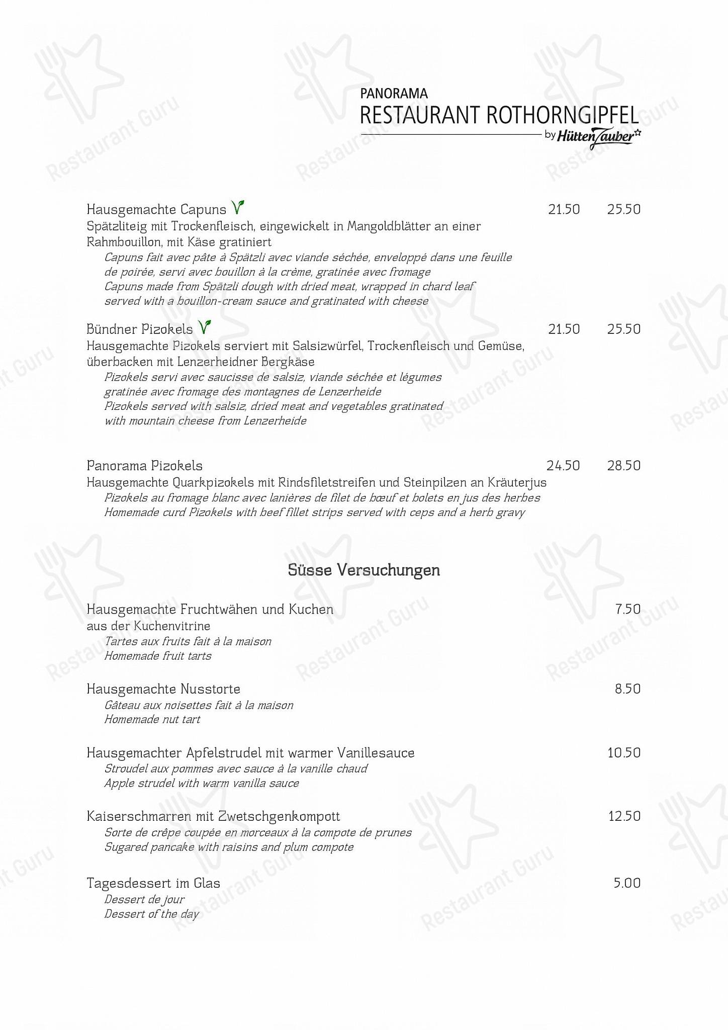 Коктейльная карта per Panormarestaurant Rothorngipfel in Lantsch/Lenz