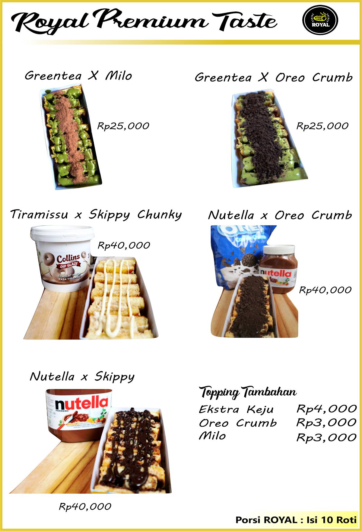 Menu at Roti Bakar Royal restaurant, Bekasi Regency