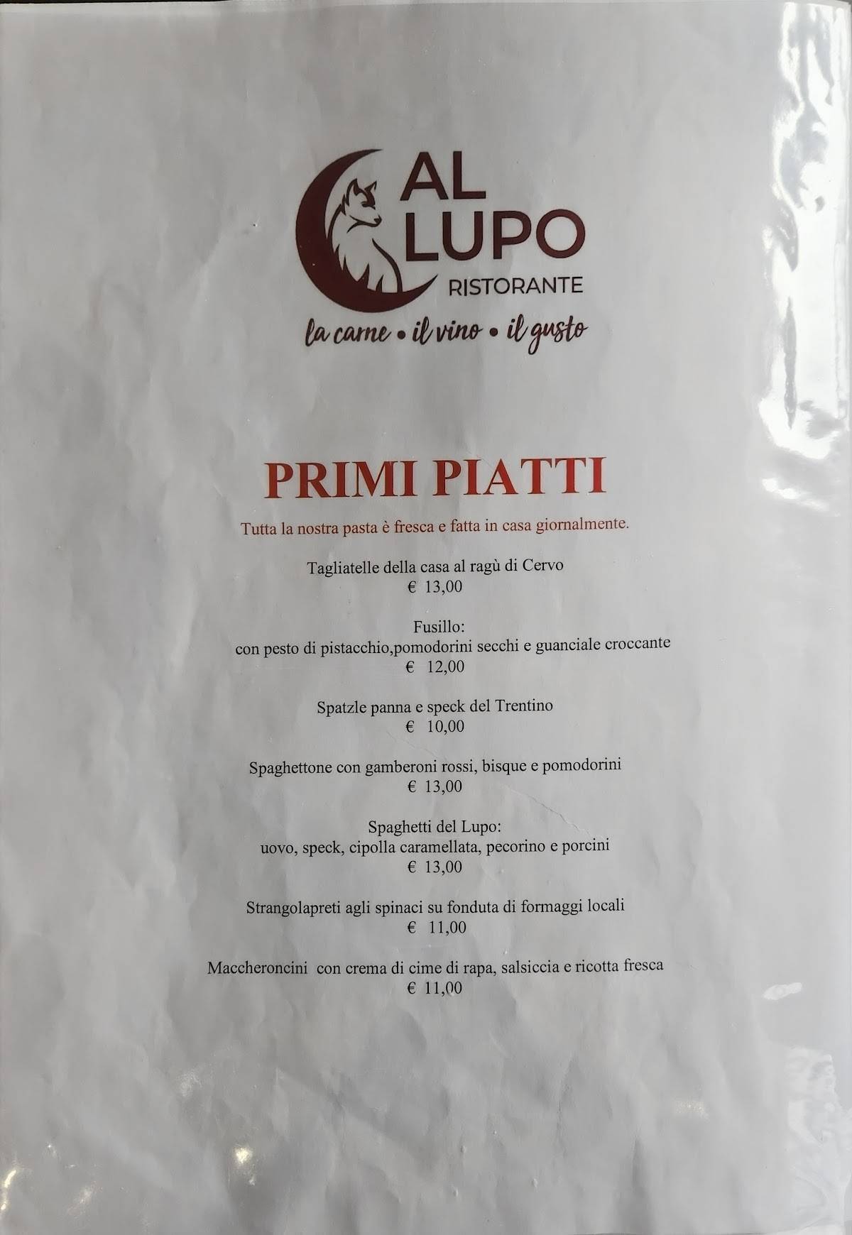 Menu di Ristorante Al Lupo 