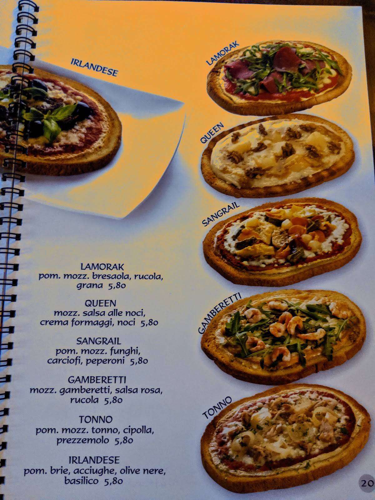 Menu di Pizzeria Re Artù 