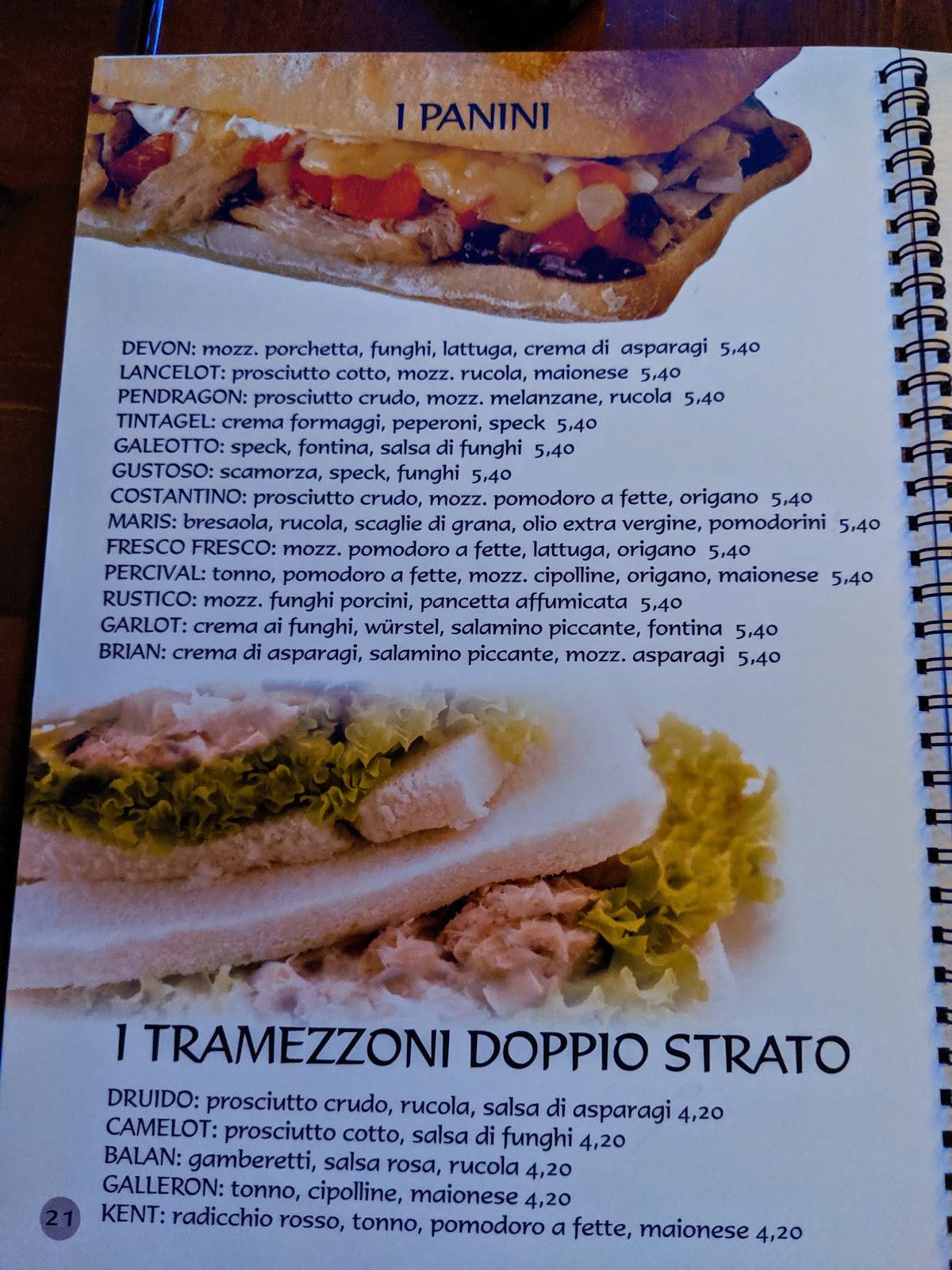 Menu di Pizzeria Re Artù 