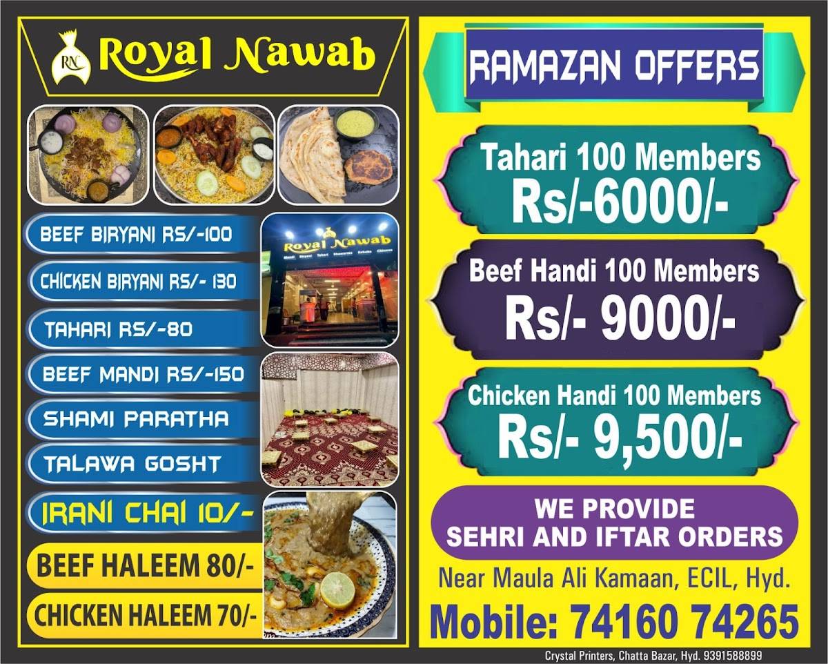 Royal Nawab menu