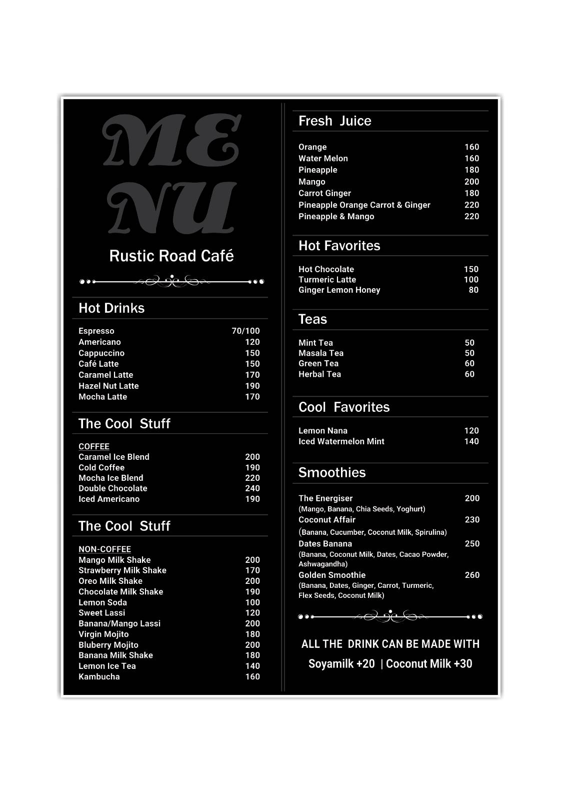 Royal bakers menu