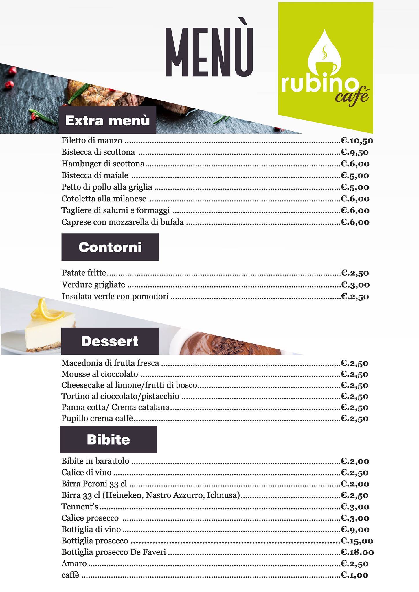Menu di Rubino Cafe 