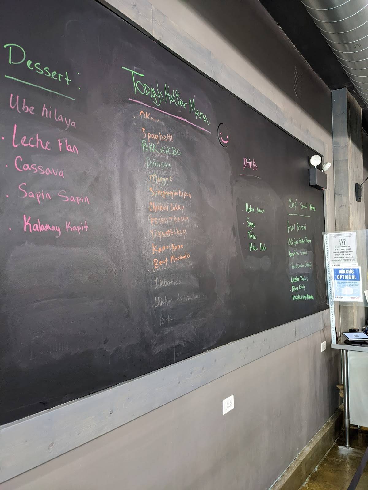 Menu at Ruby's Fast Food, Chicago