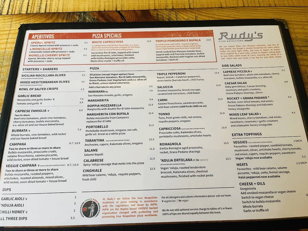 Menu at Rudy's Pizza Napoletana - Newcastle Upon Tyne restaurant ...