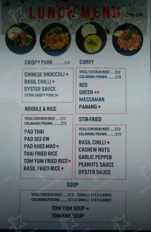 Menu at Rustic Thai Kitchen restaurant, Richmond