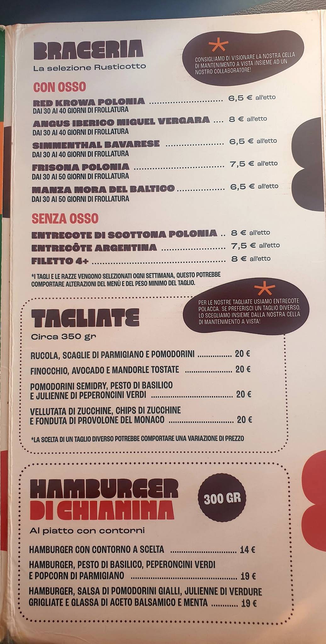 Menu di Rusticotto 