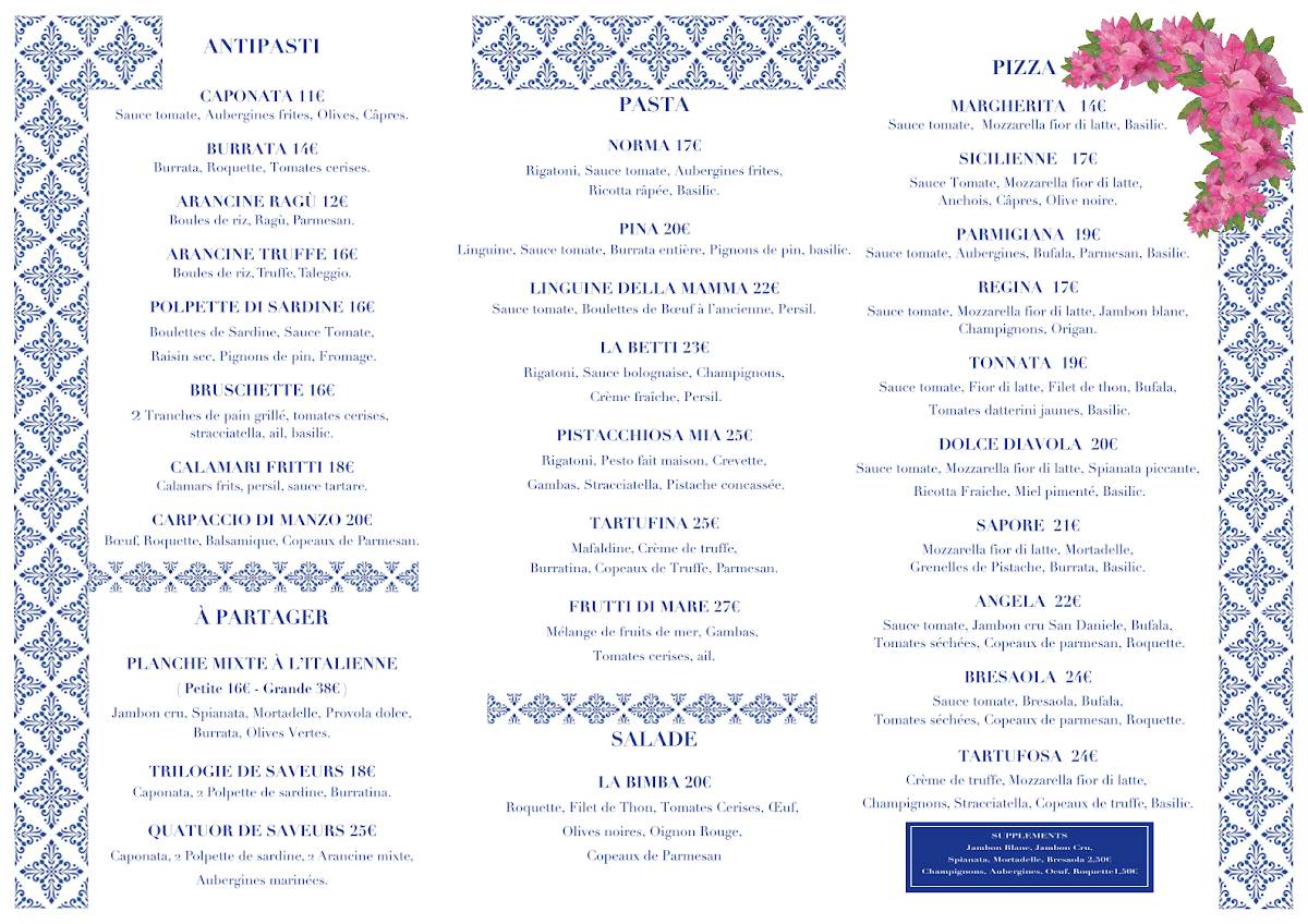 Menu de SAPORE