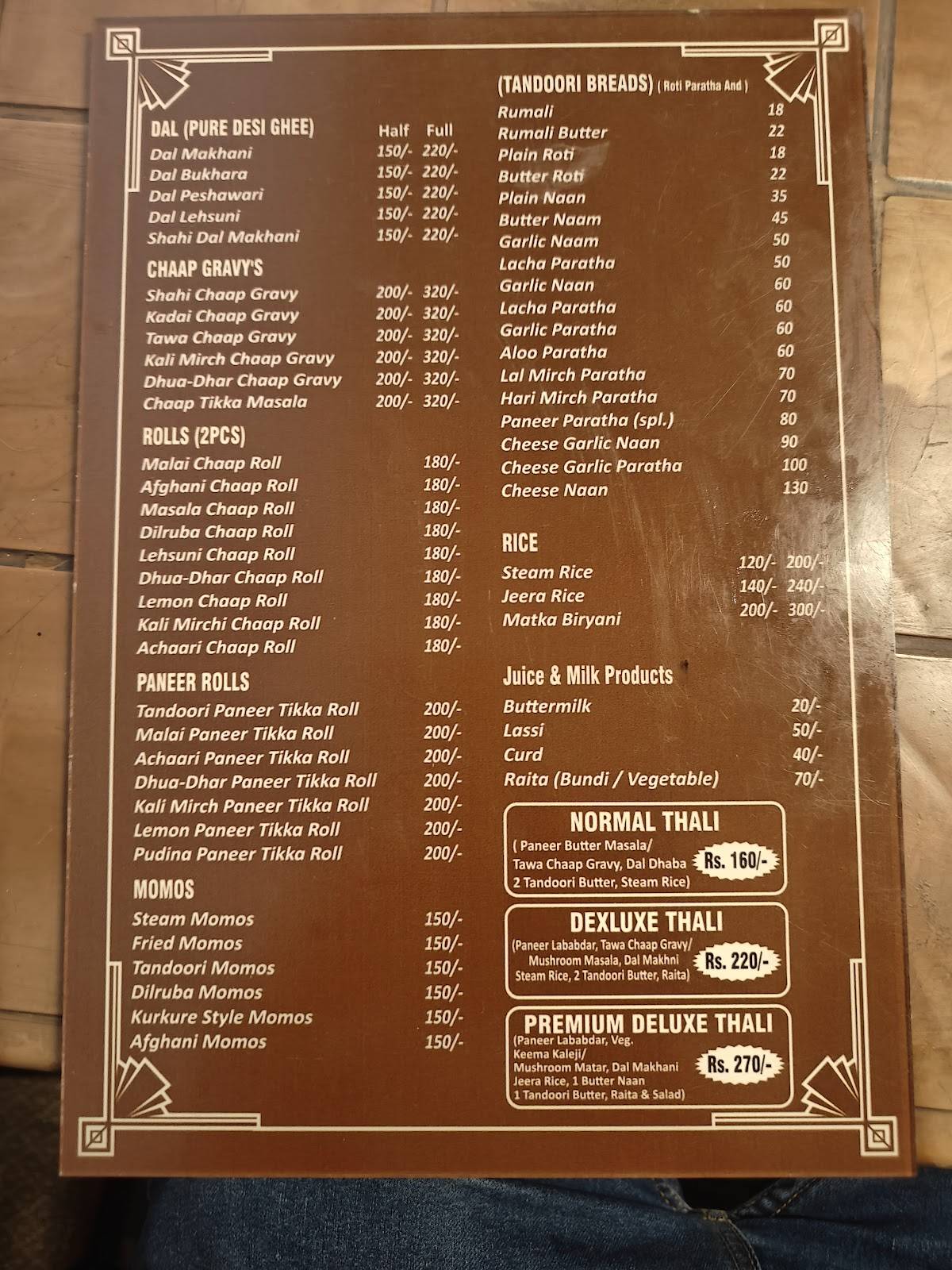 SARDAR JI SOYA CHAAP JUNCTION menu
