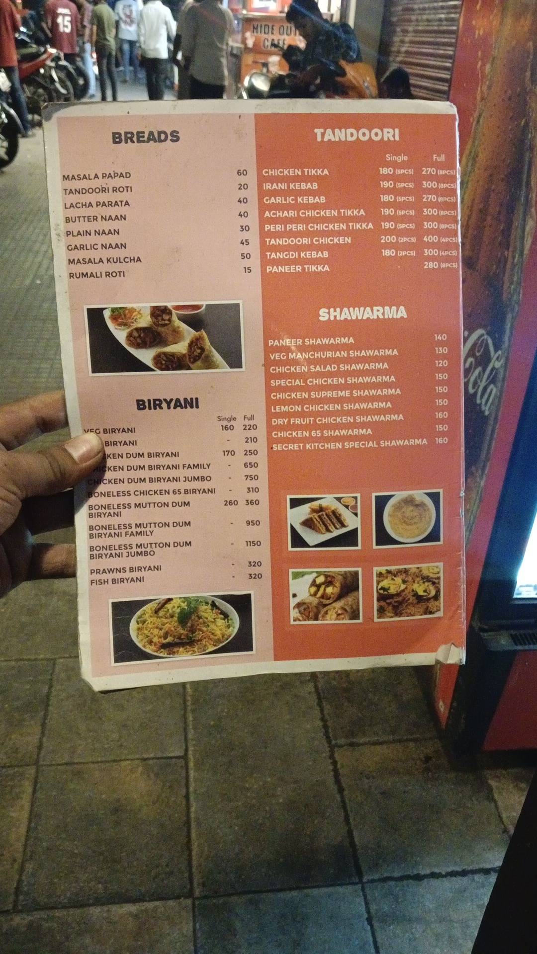 SECRET KITCHEN RESTAURANT menu