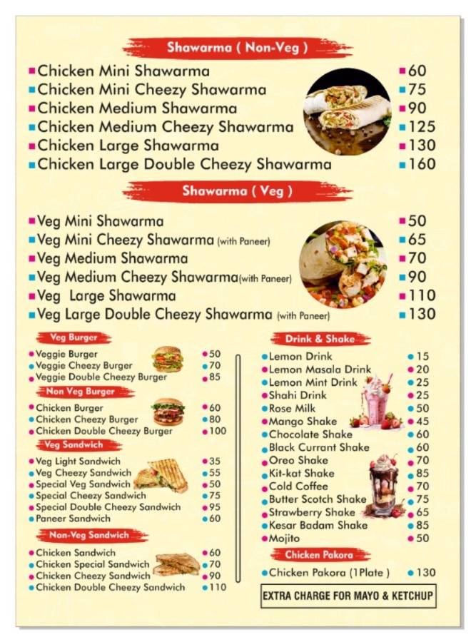 SHAWARMA ZONE menu
