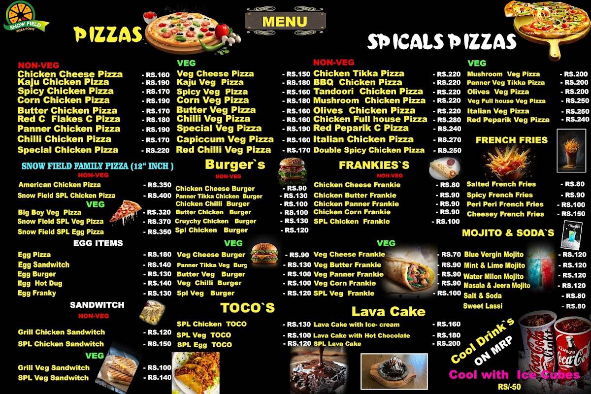 SNOW FIELD (pizza point) menu