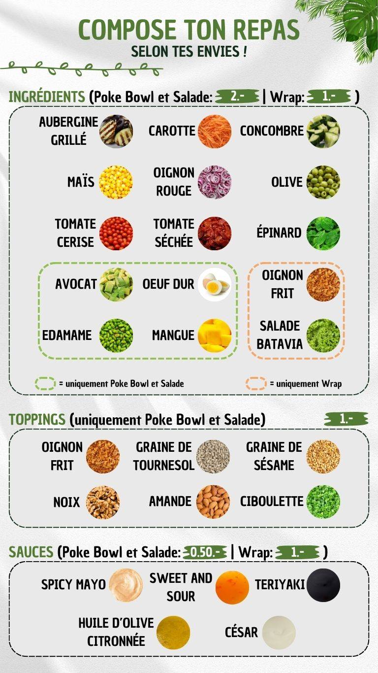Menu di SRAPS Poke Bowls • Wraps • Salades 