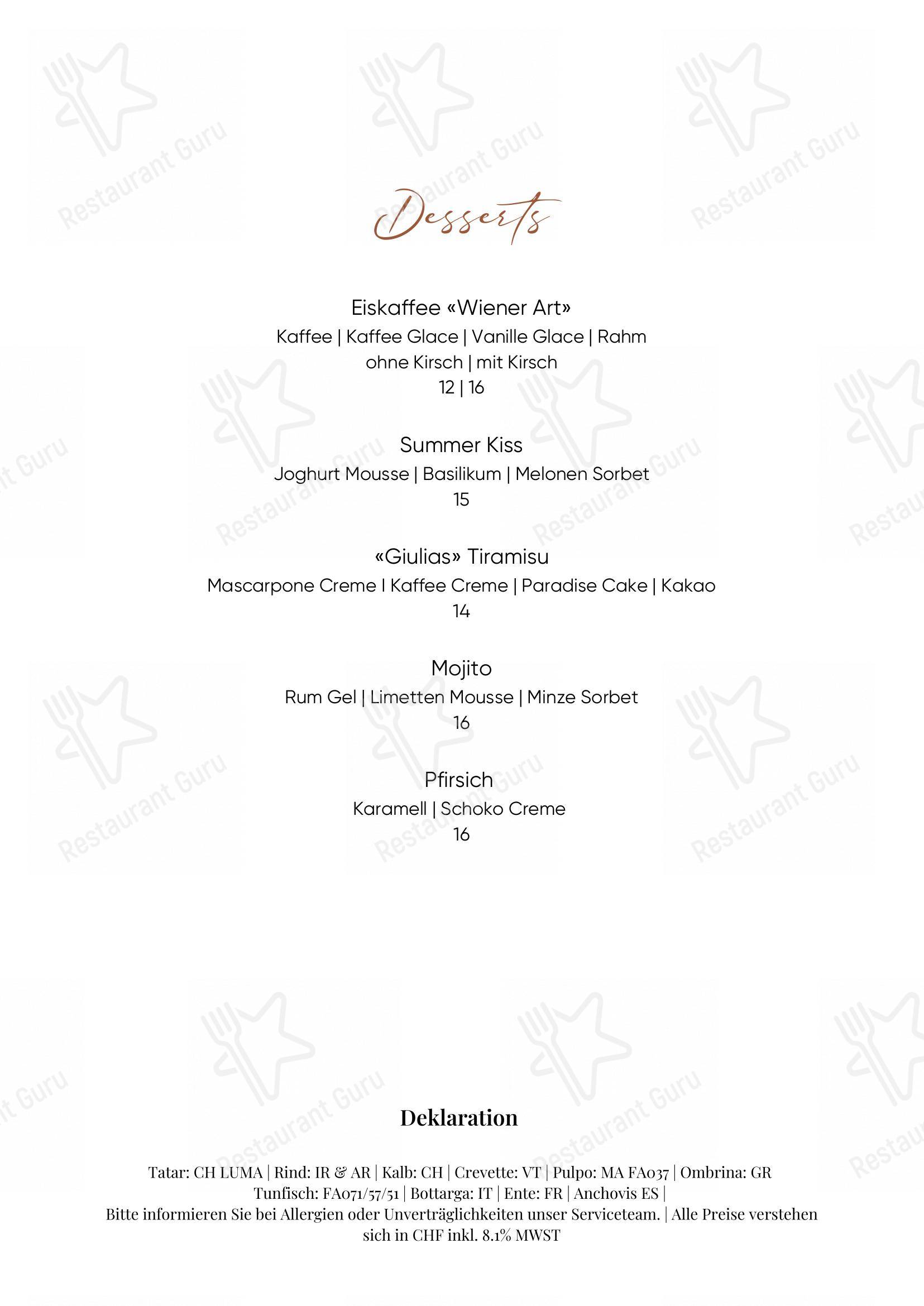 STRAUSS | Restaurant | Vineria & Bar in Winterthur - 菜单