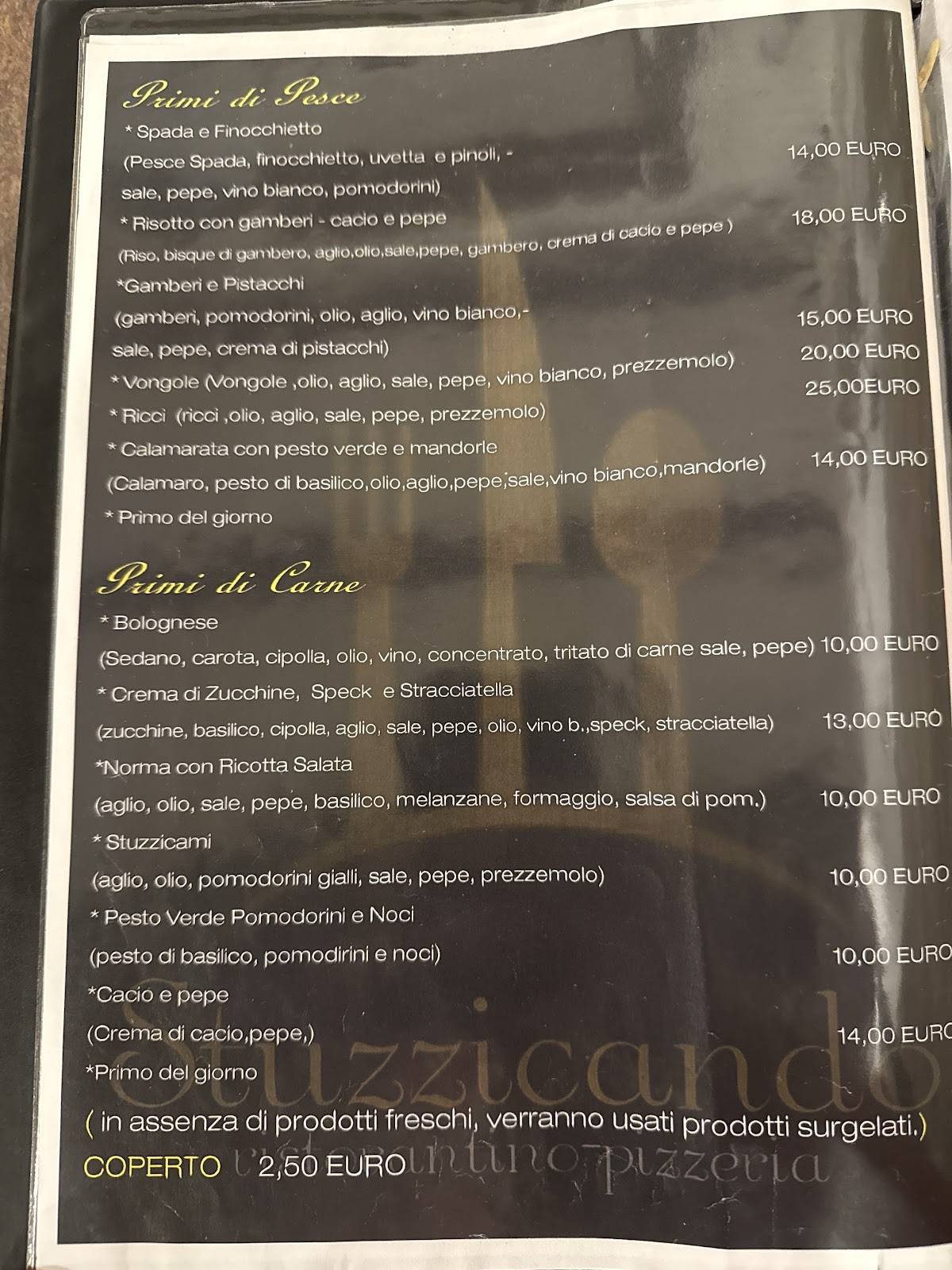 Menu di STUZZICANDO 