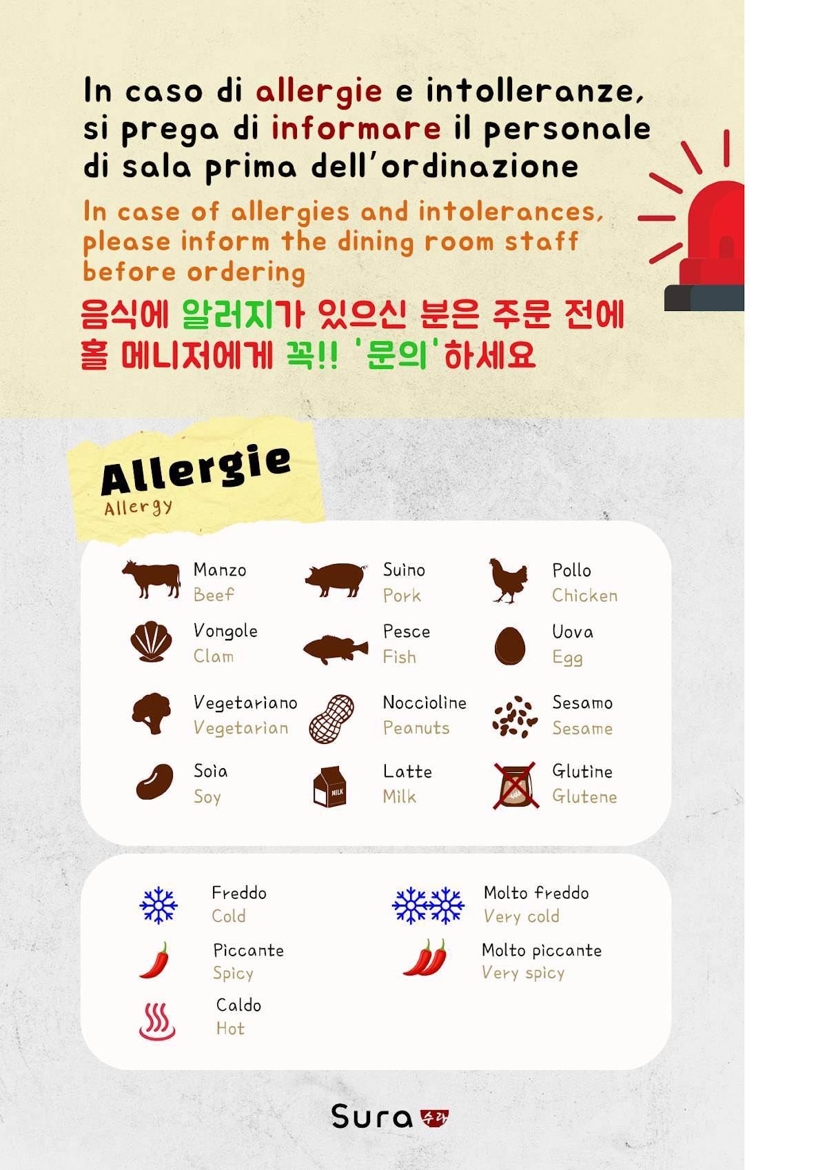 Menu di SURA RISTORANTE COREANO 