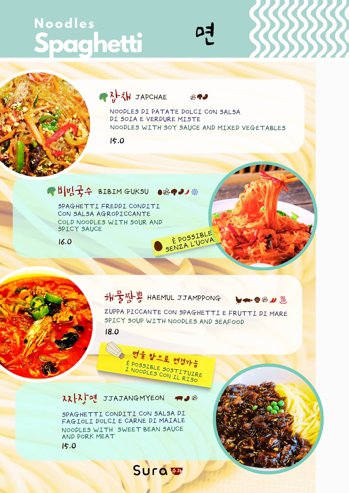 Menu di SURA RISTORANTE COREANO 