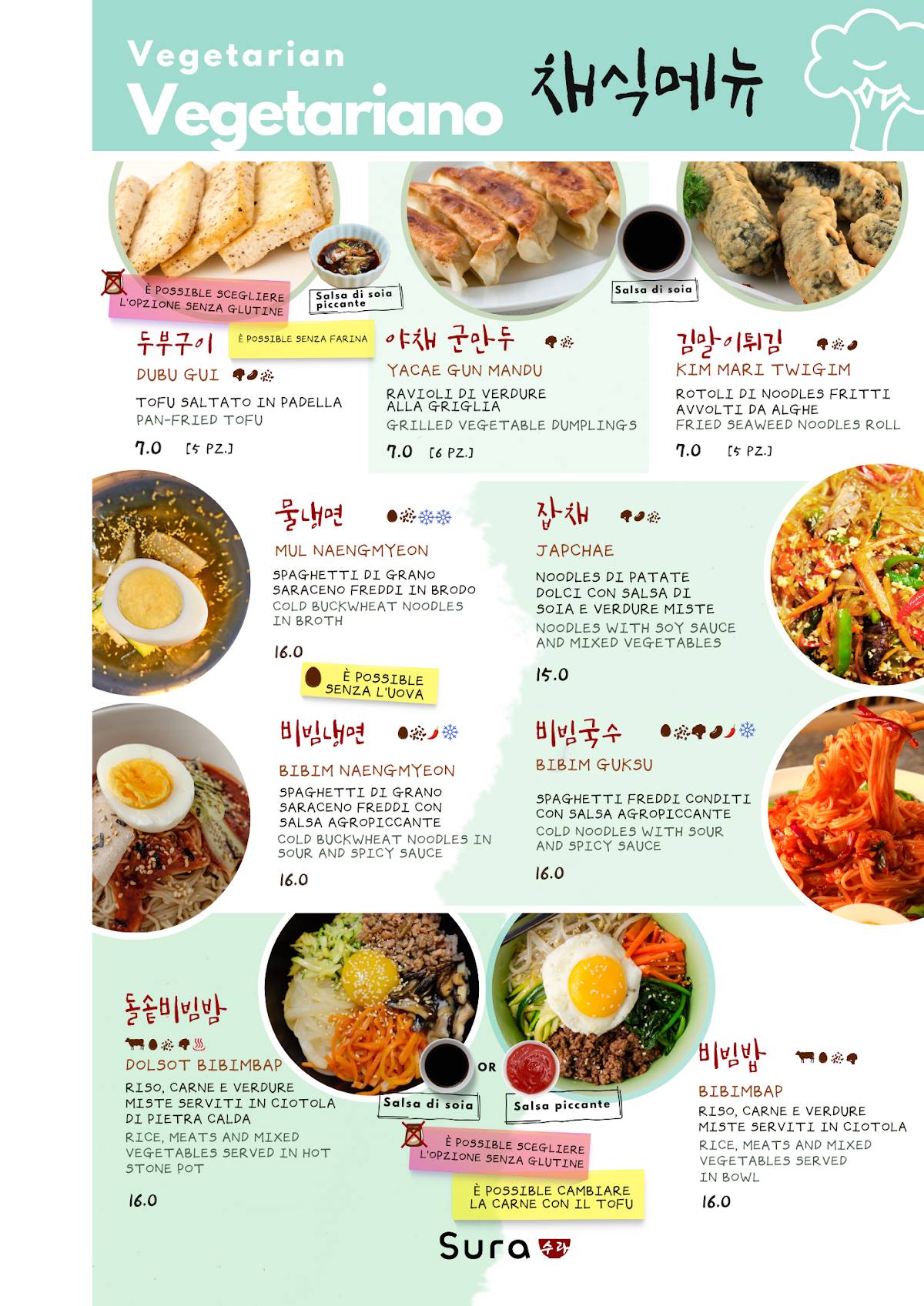Menu di SURA RISTORANTE COREANO 