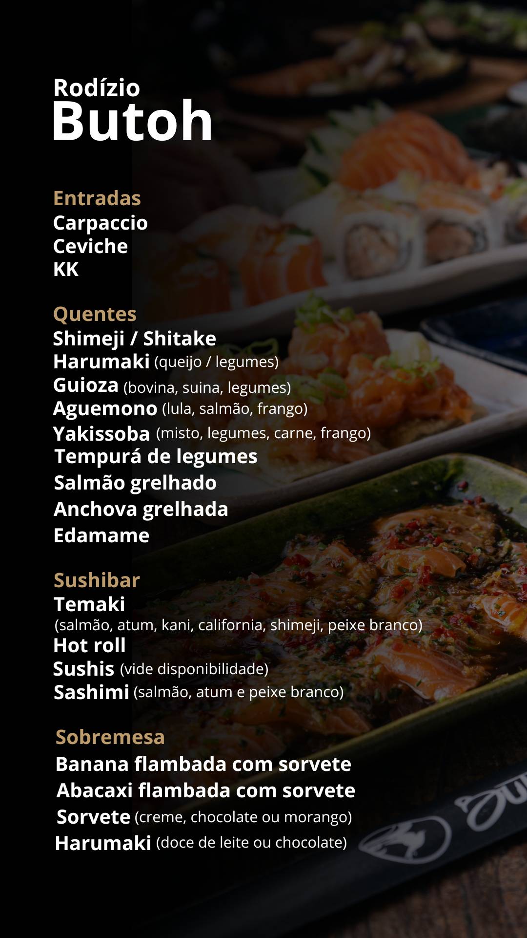 SUSHI BUTOH cardápio
