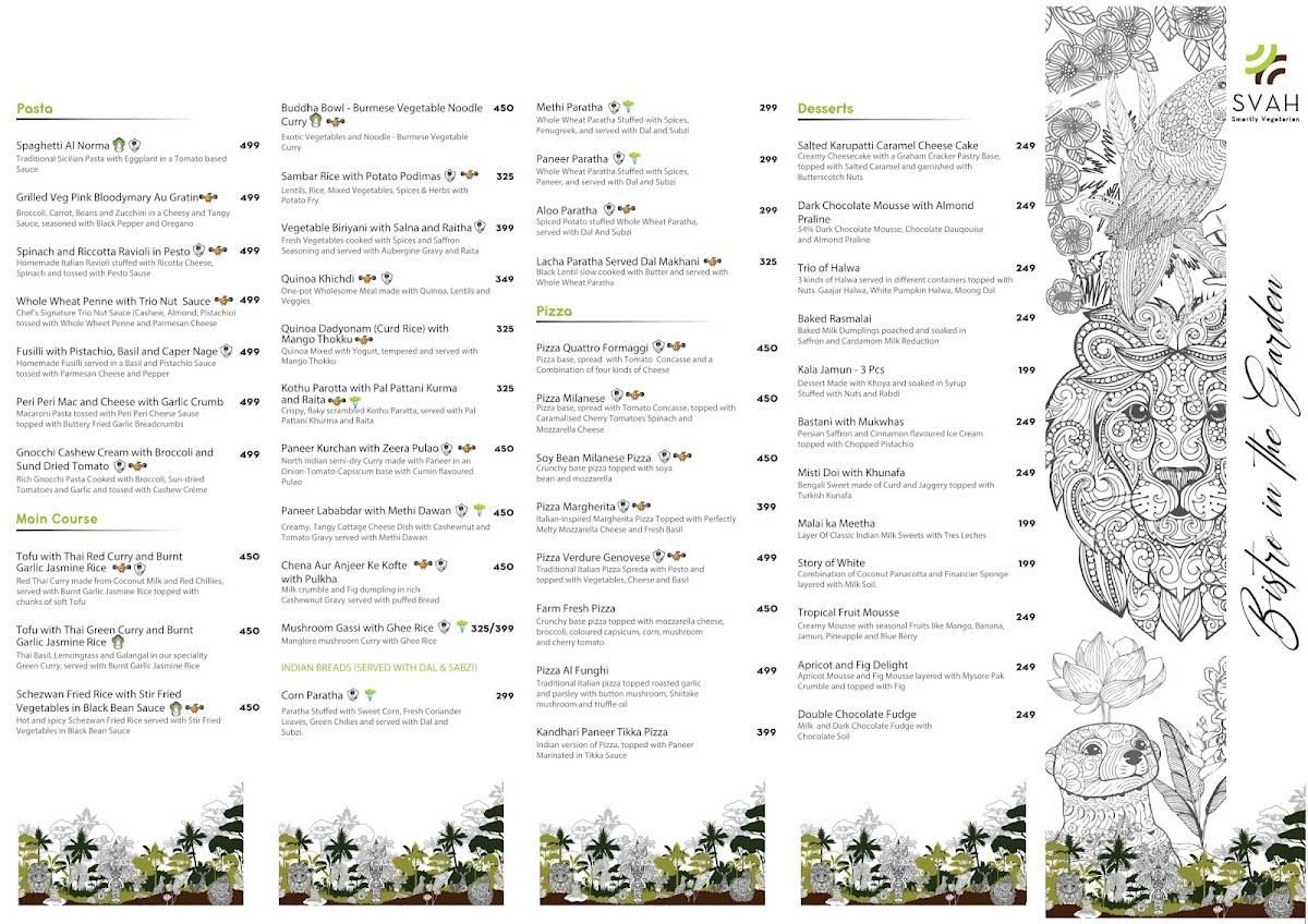SVAH Besant Nagar menu