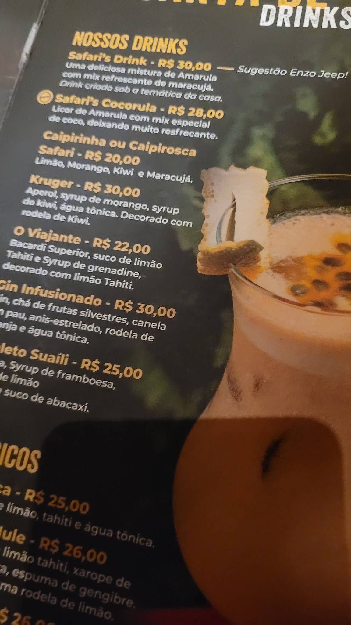 Safari Burger & Grill cardápio