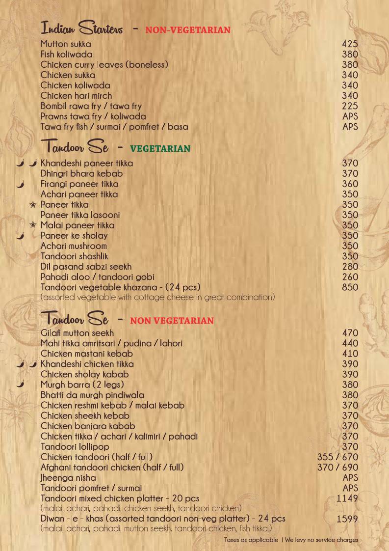 Saffron Grill menu