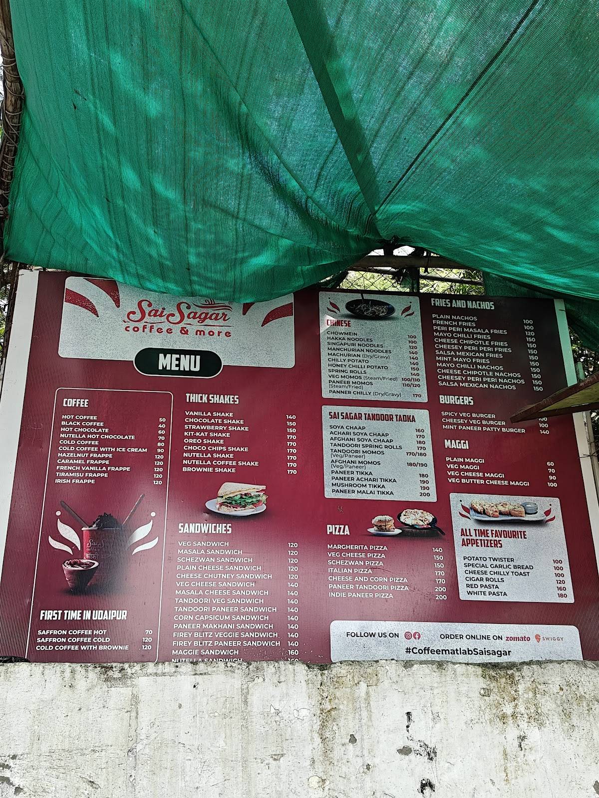 Sai Sagar Coffee & More menu