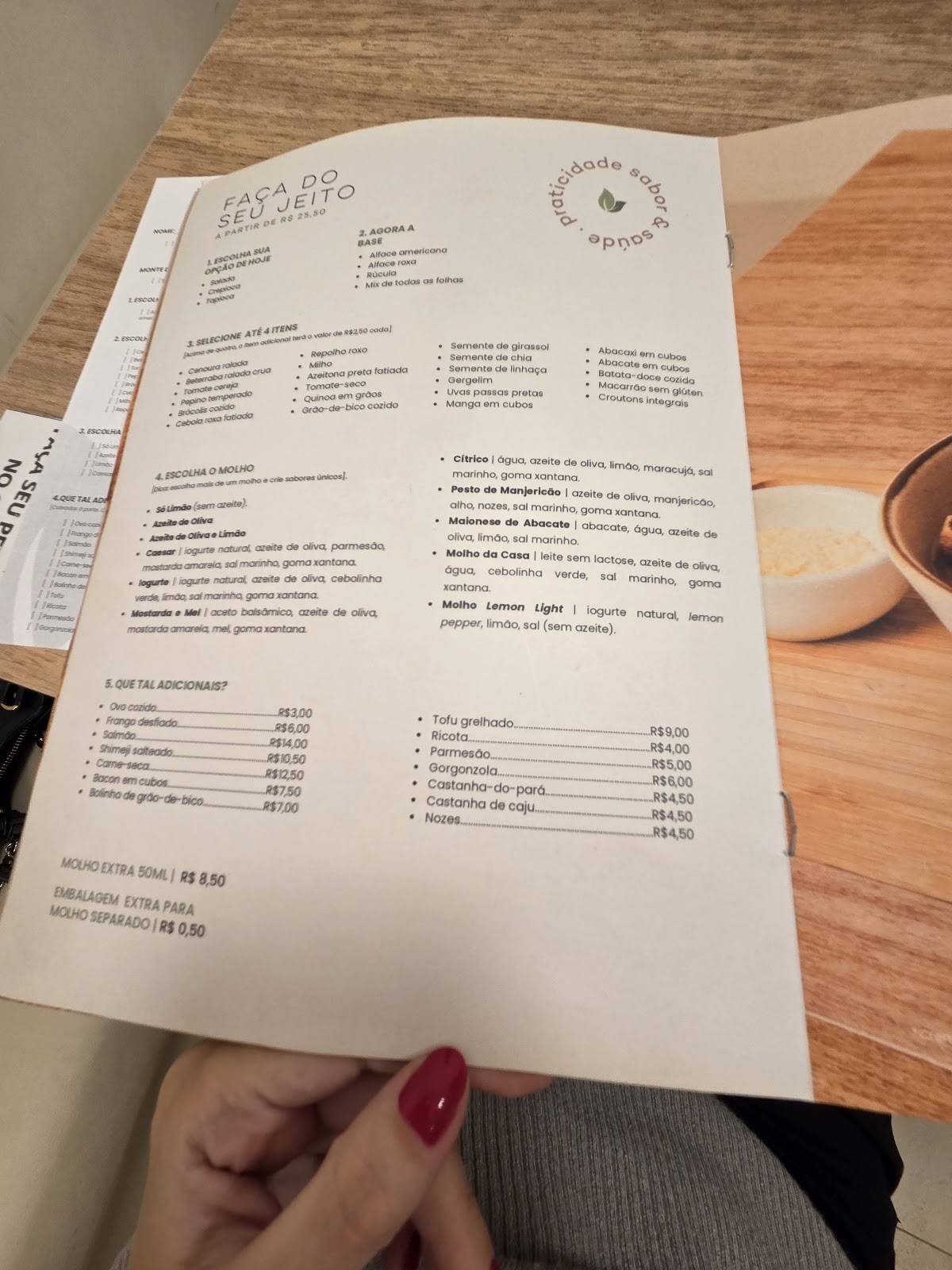Saladaria cardápio