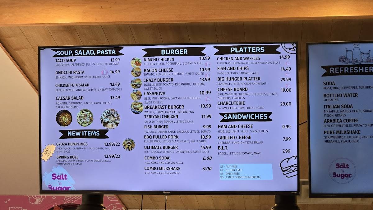 Menu at Salt 'n Sugar, Calgary