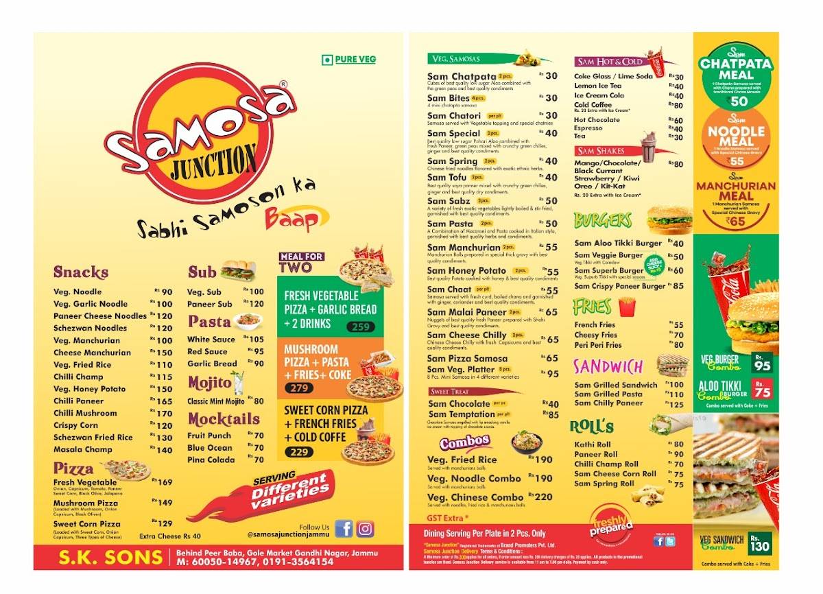Samosa junction jammu menu