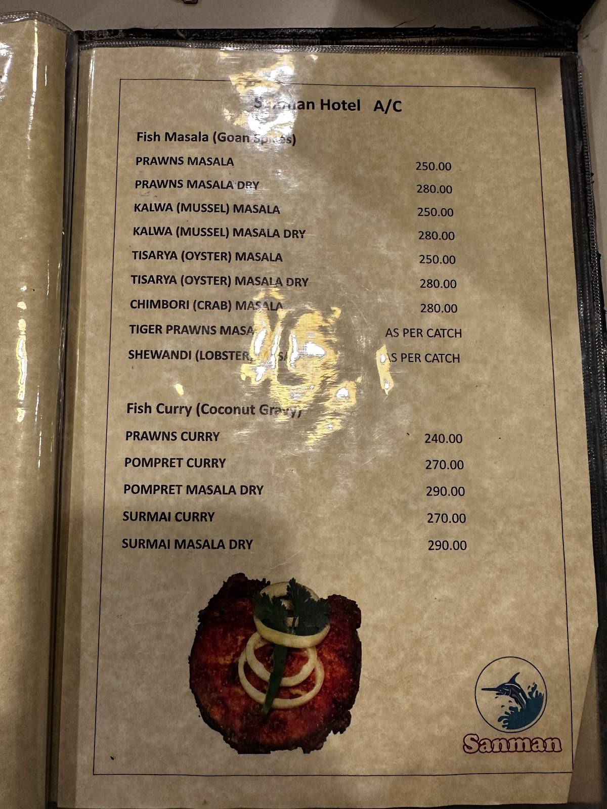 Sanman Restaurant menu