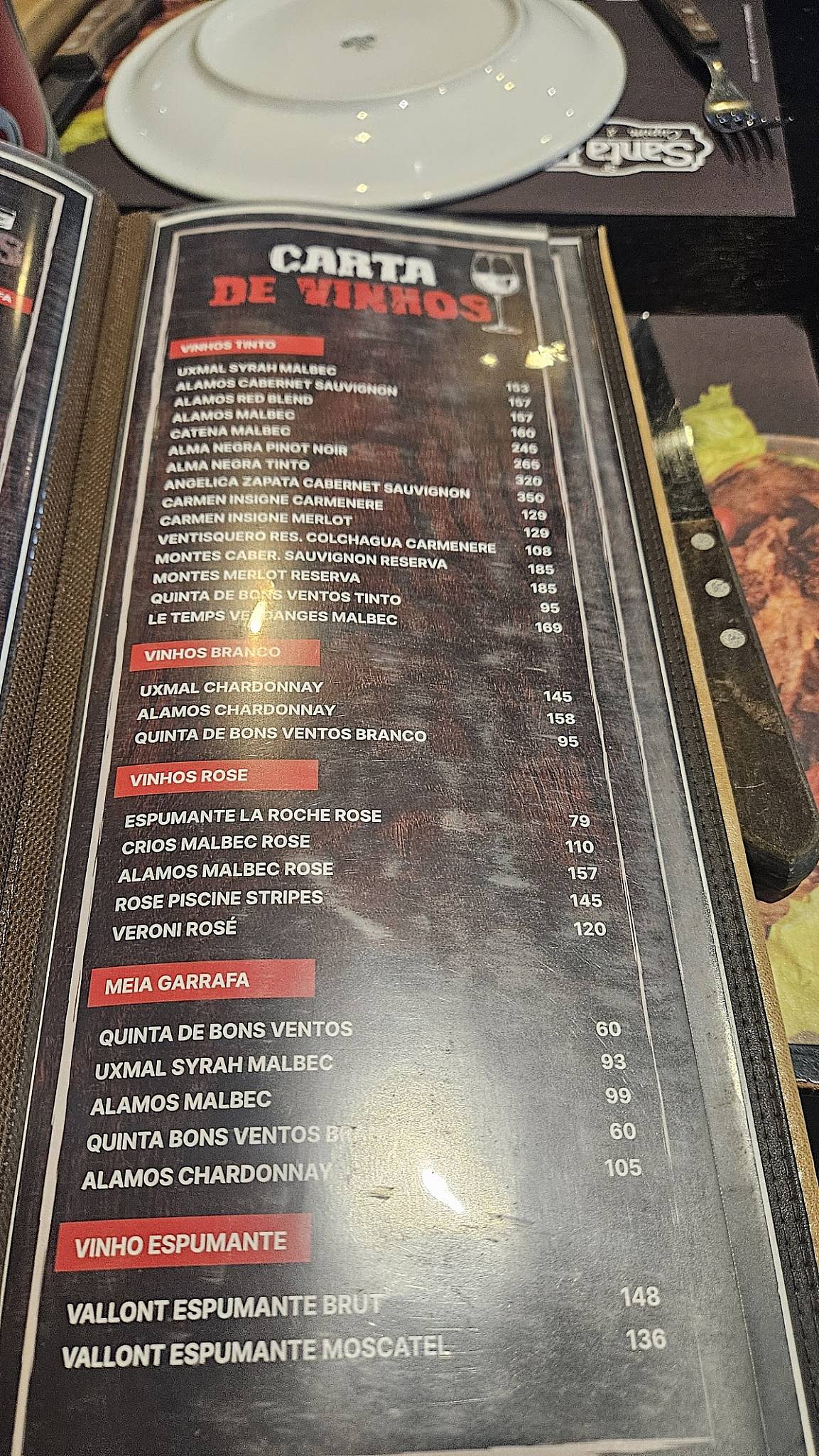 Santa Fé A Costela cardápio