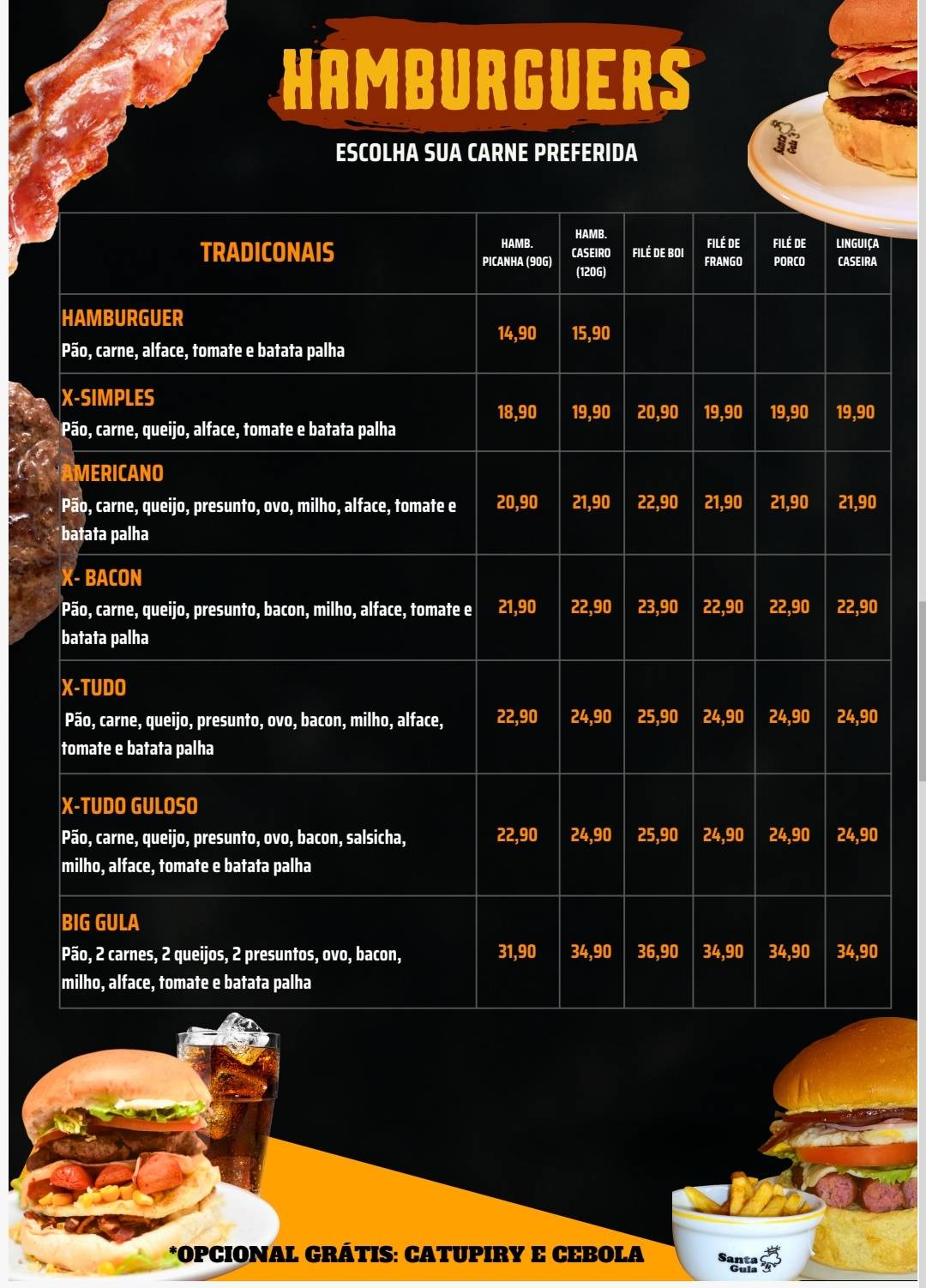 Santa Gula cardápio