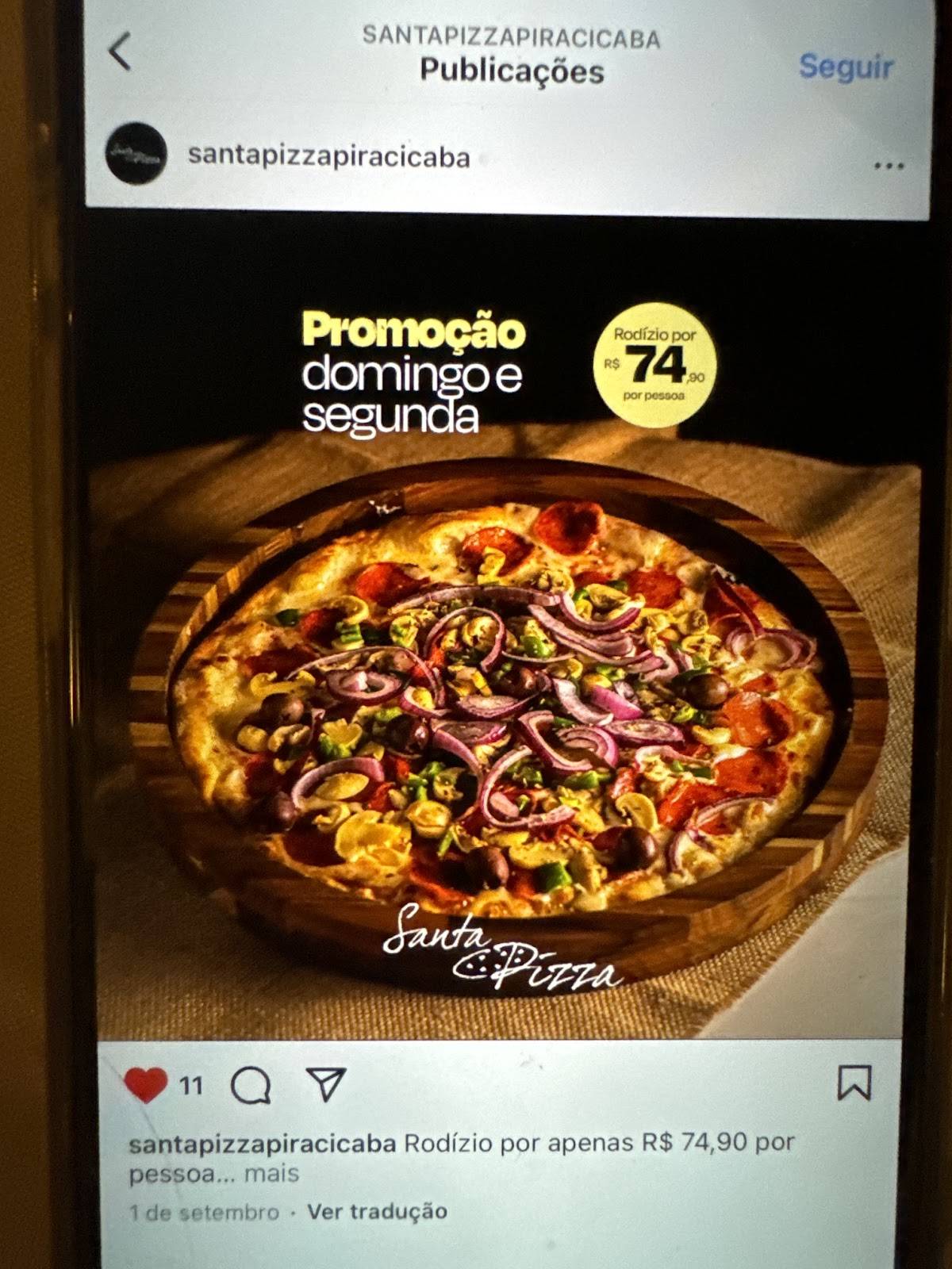 Santa Pizza - Piracicaba cardápio