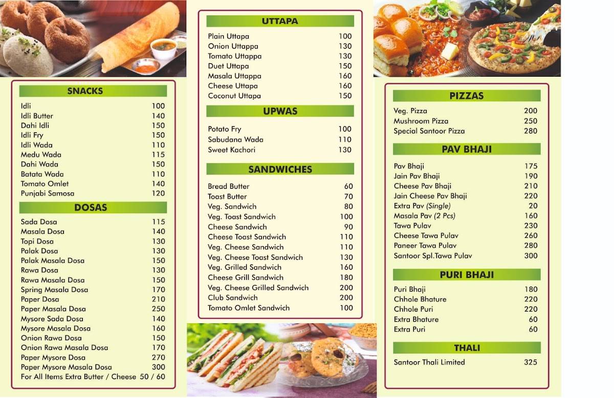 Santoor Bar & Restaurant menu