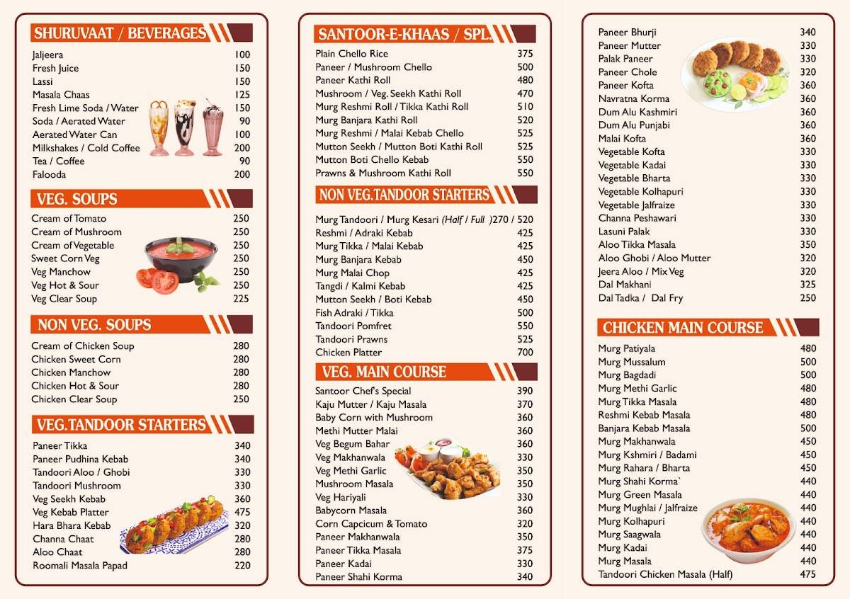Santoor Bar & Restaurant menu