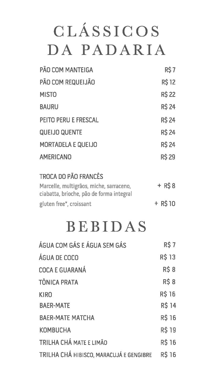 Fabrique Pão e Café - Vila Romana cardápio