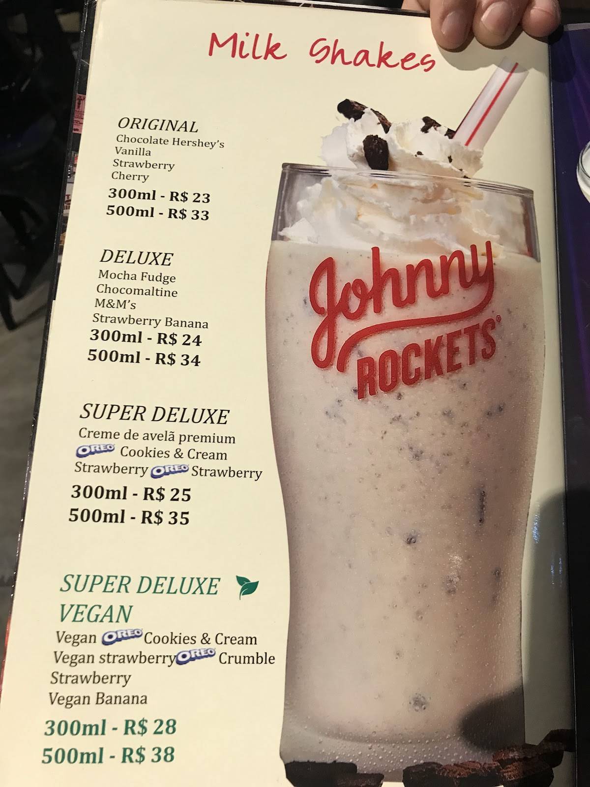 Johnny Rockets Lab @ Vila Madalena cardápio