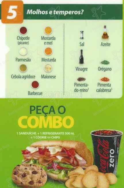 Subway cardápio