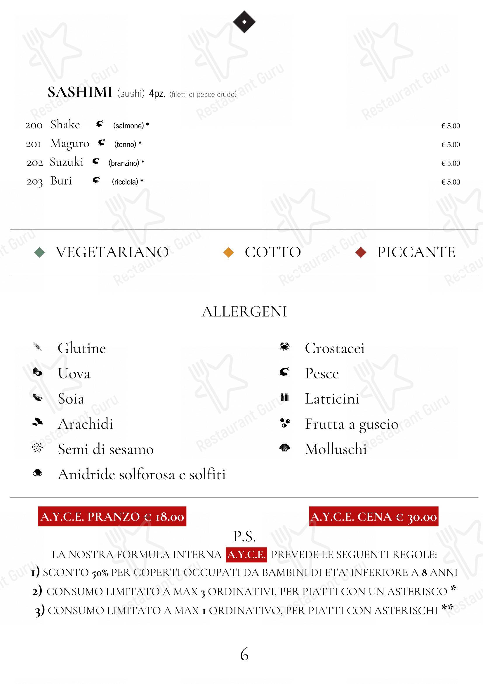 Menu di Satori - Menu