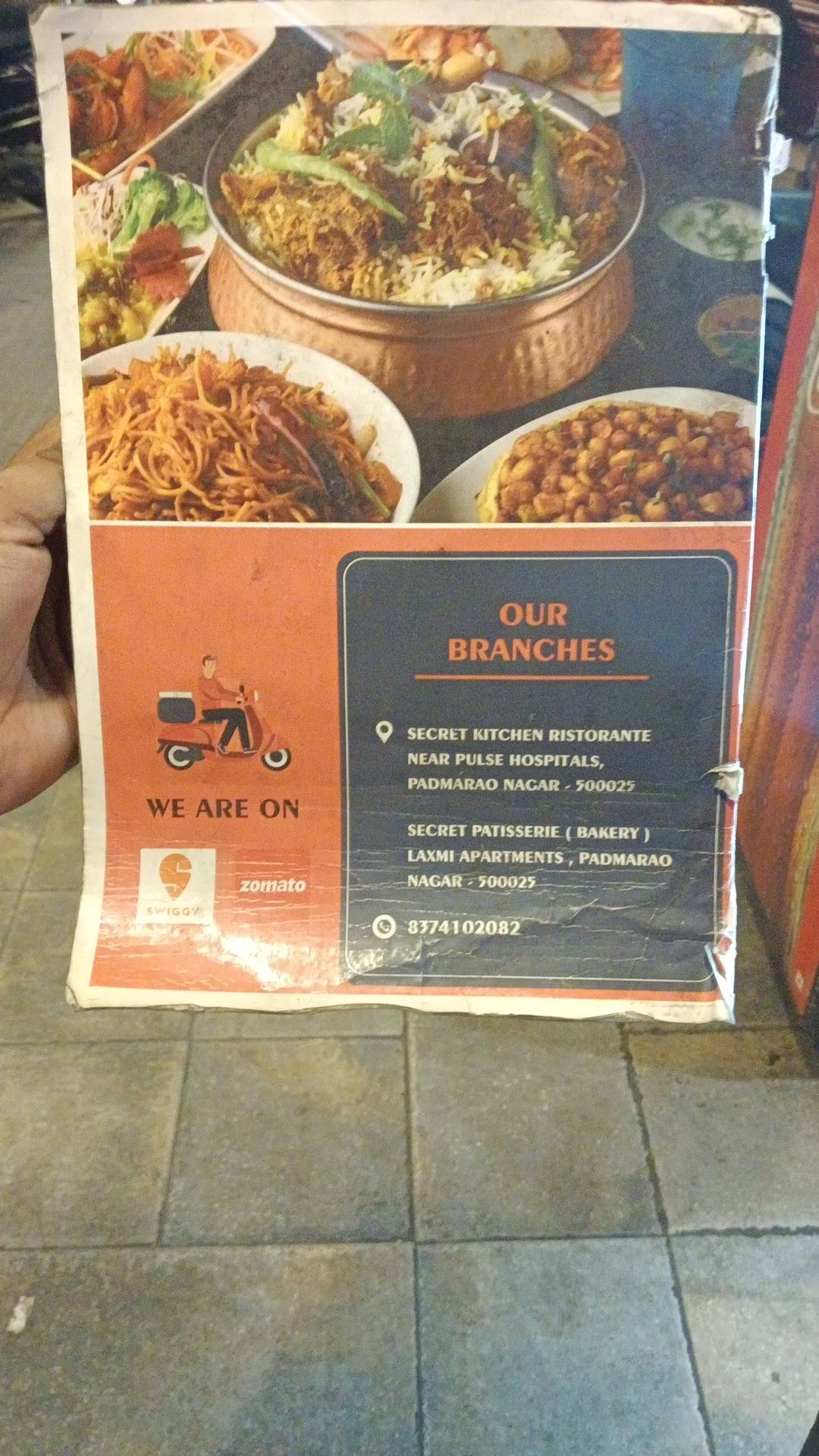 SECRET KITCHEN RESTAURANT menu