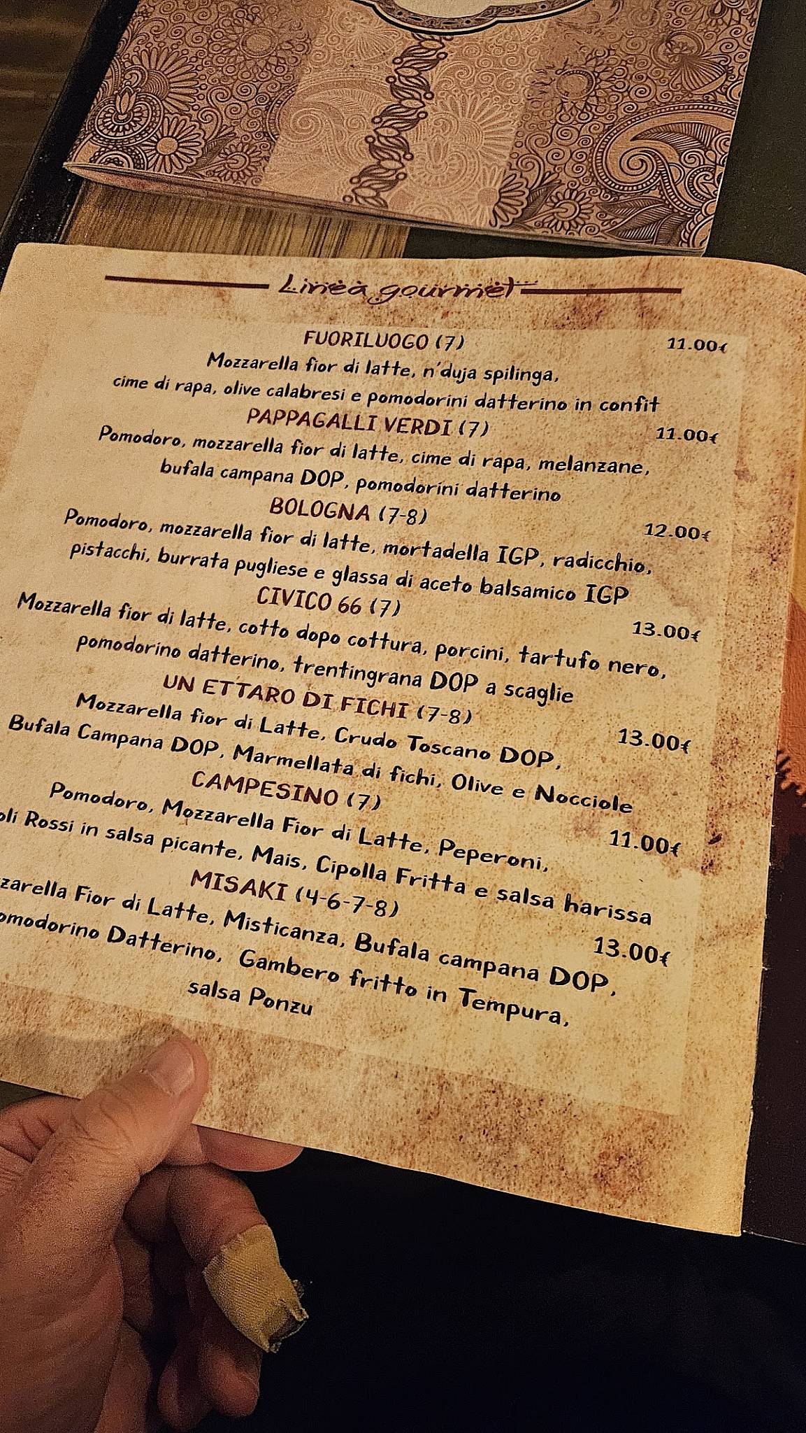 Menu di Durer Risto~Pizzeria 