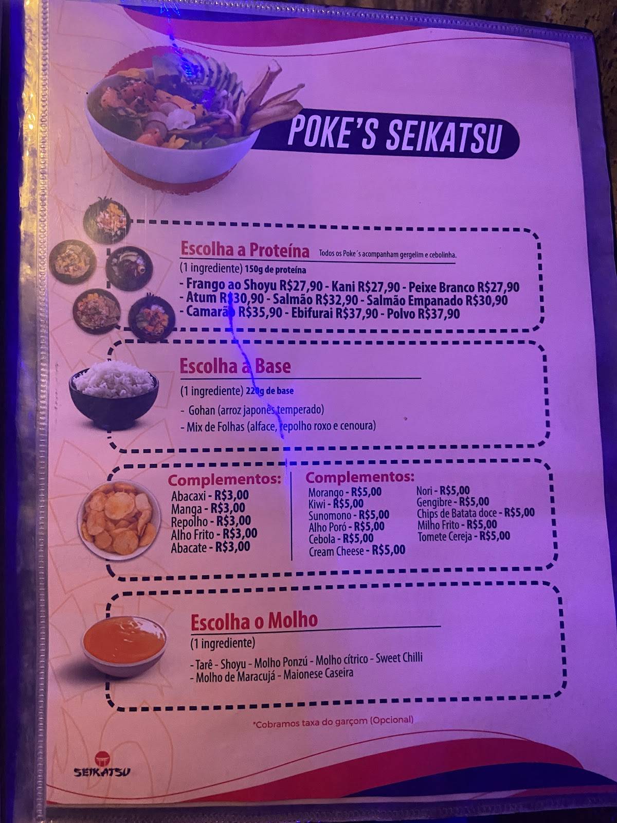Seikatsu Sushibar e Petiscaria cardápio