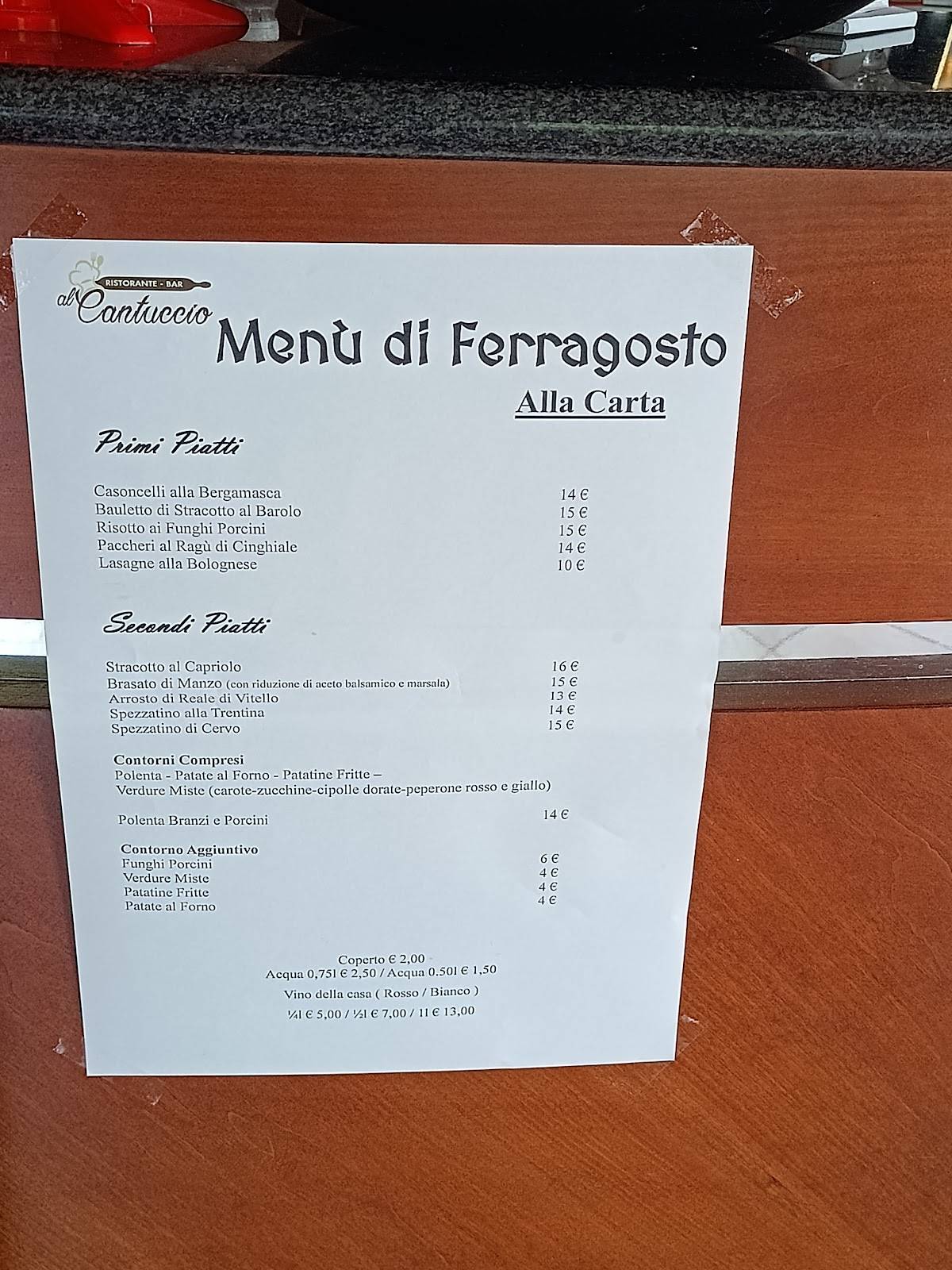 Menu di Al Cantuccio 